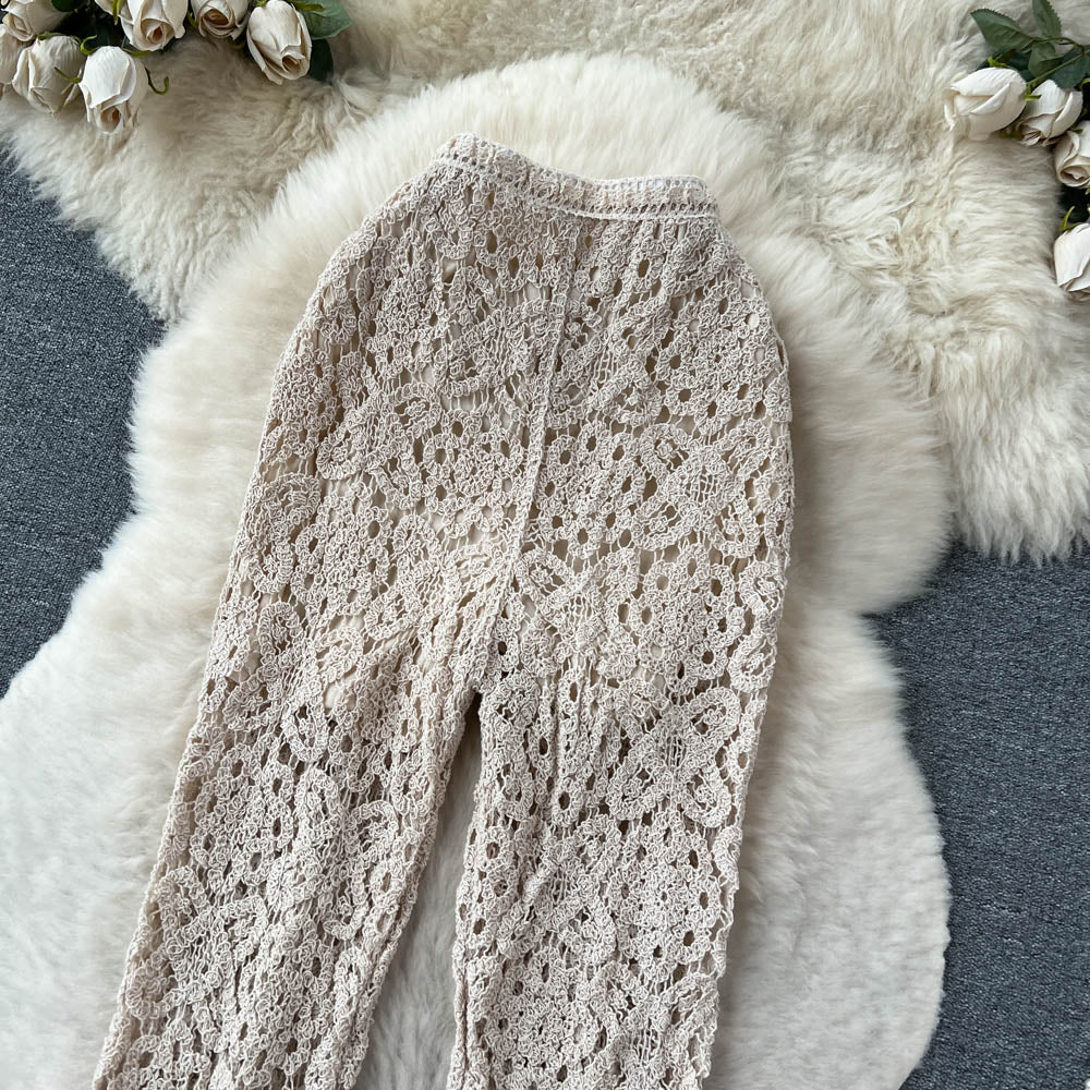 Bohemian Style Hollowed Crochet Knitted Trousers