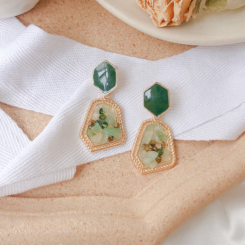 Vintage Crushed Stone Earrings