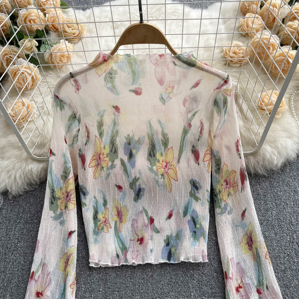 Chic Printed Floral Sun-protection Top
