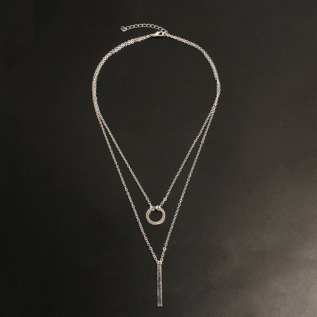 Metal Bar Tassel Layered Necklace