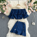 Flounces One-Shoulder Suit