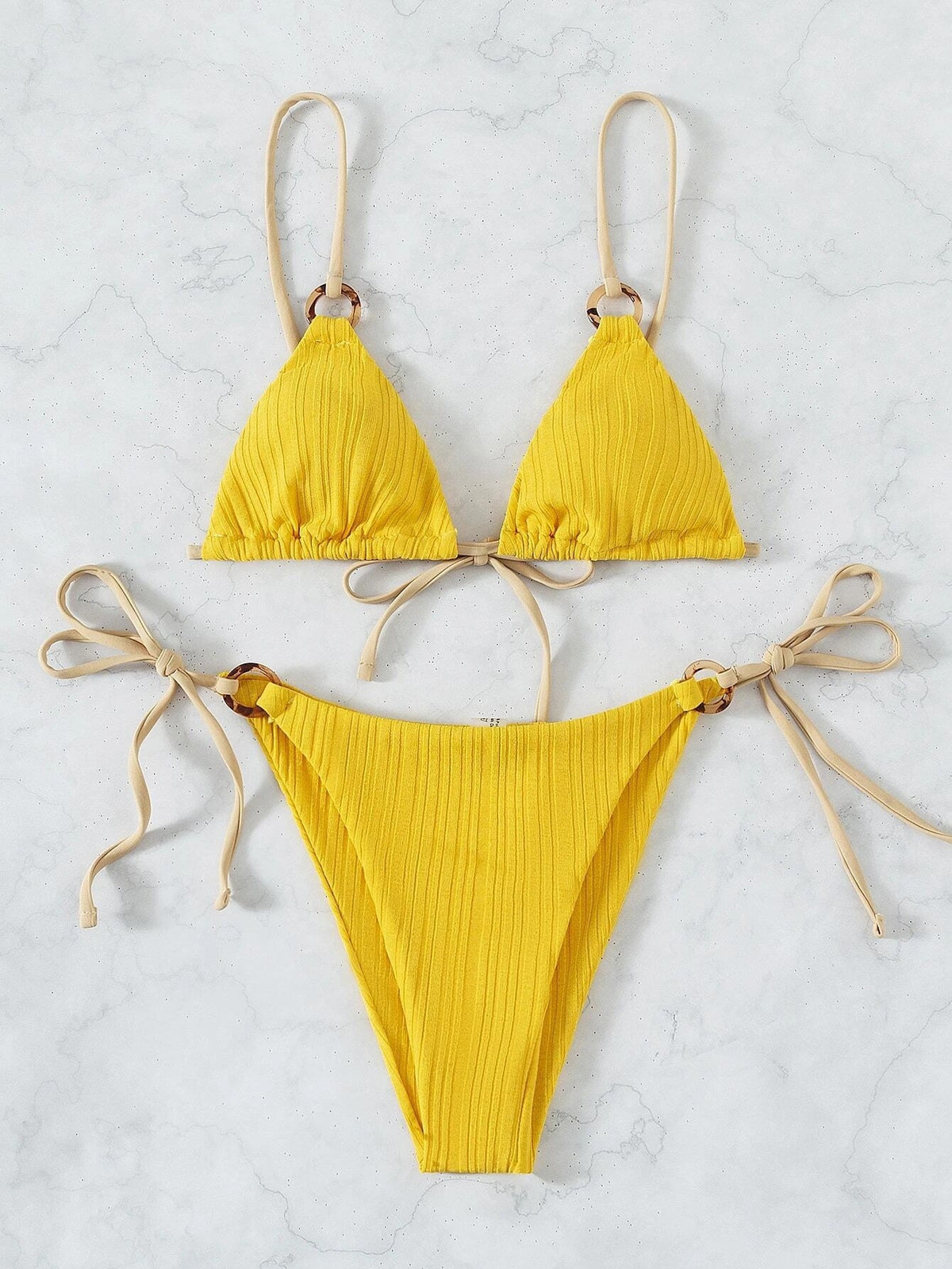 Strappy Bikini In Solid Color