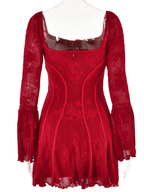 Laguna Square Neck Floral Mini Dress In Red