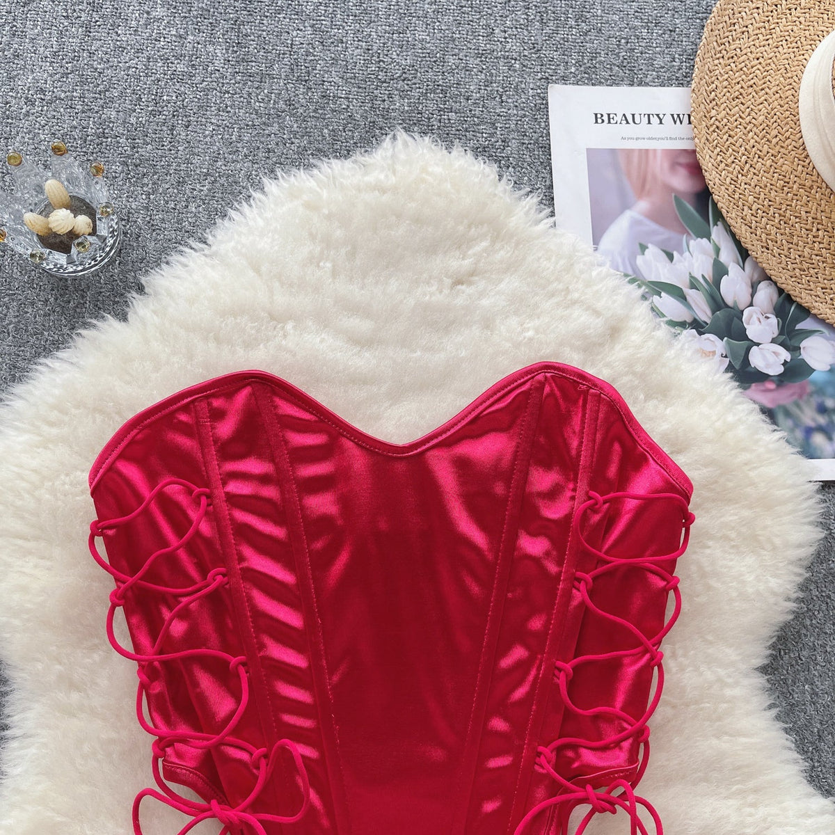 Niche Strapless Lace-up Camisole Top