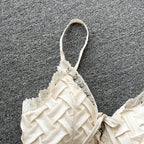 Sweet Lace V-neck Woven Pattern Top