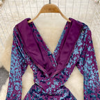 Bronzing Print V-neck Dress