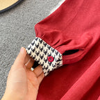Tweed Panel Plaid Fake Two Piece Dress