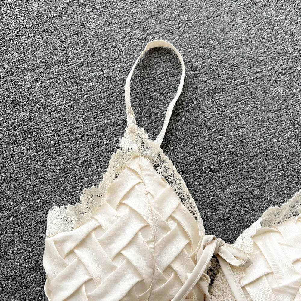 Lace V-Neck Tie Tank Top