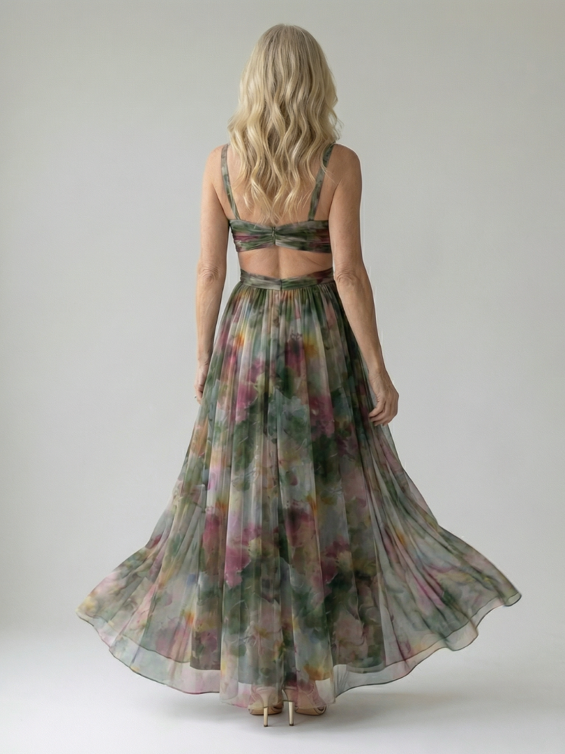 Sleeveless Wrap-Bodice Maxi Dress