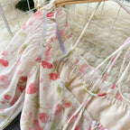Dress With Bubble Sleeves And Square Collar