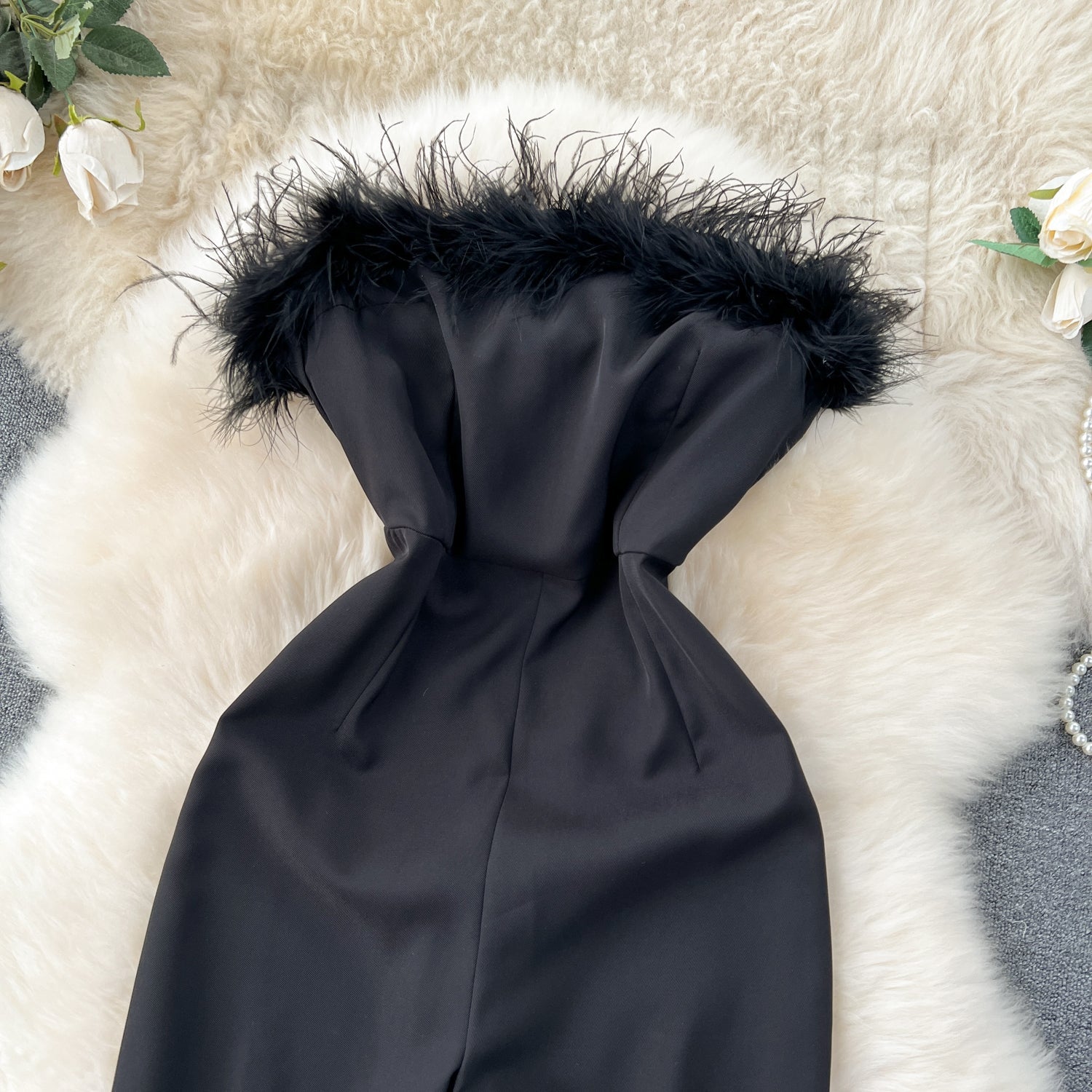 Vintage Off-shoulder Black Jumpsuit