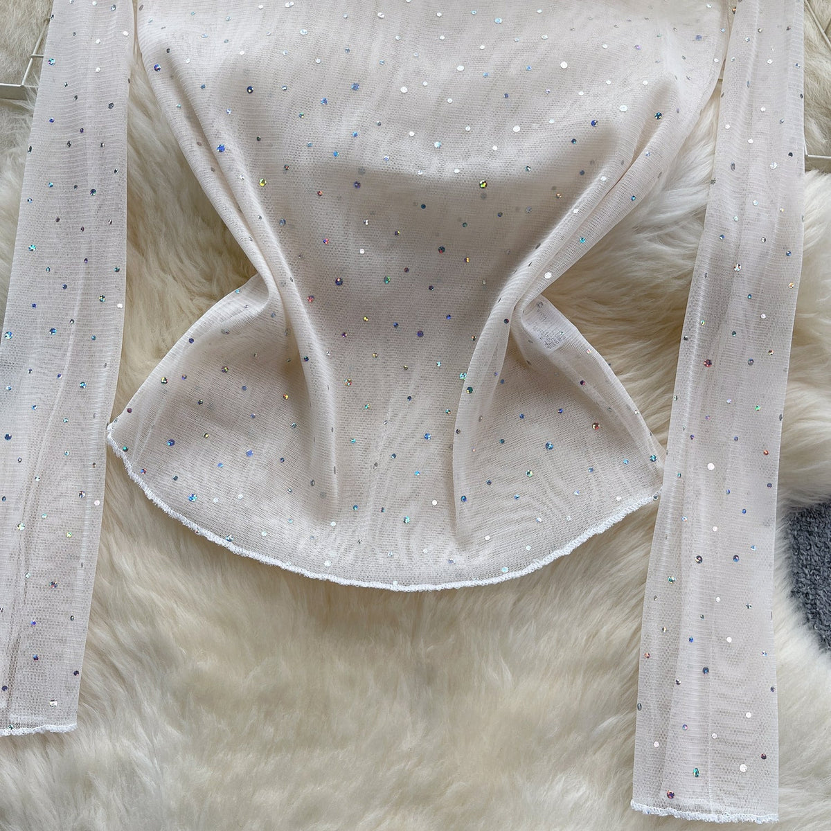 Rhinestone Studded See-through Bottoming Top