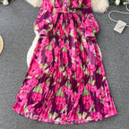 Pleated Floral Printed Shirt Dress