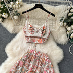 Bohemia Floral Camisole&Skirt 2Pcs