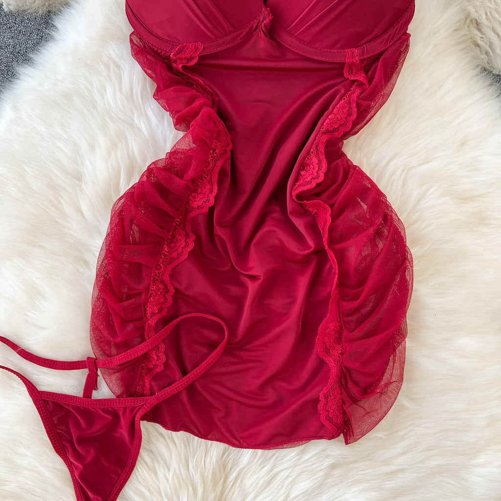 Mesh Patchwork Slip Lounge Dress