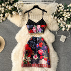 Fringed Camisole&Skirt Floral 2Pcs