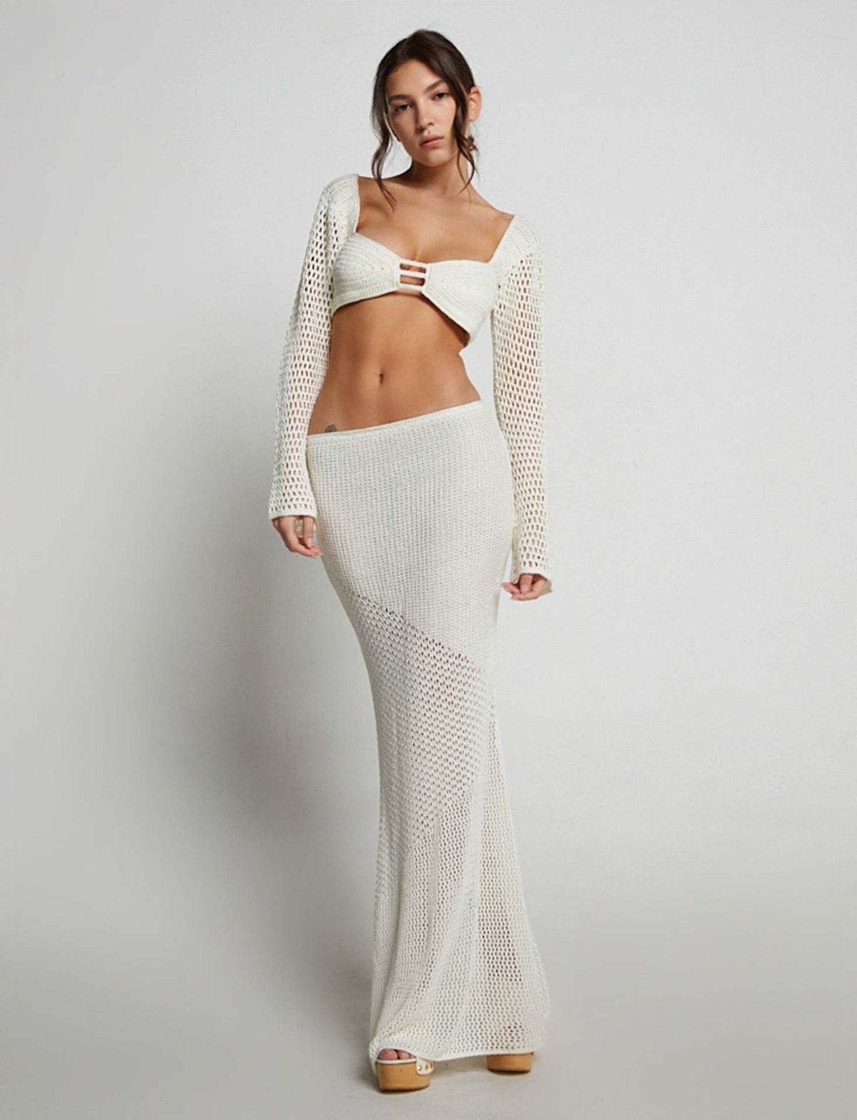 Backless Top&Half-body Skirt Knitted 2Pcs