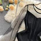 Mesh Patchwork Knitted High-cut Lingerie