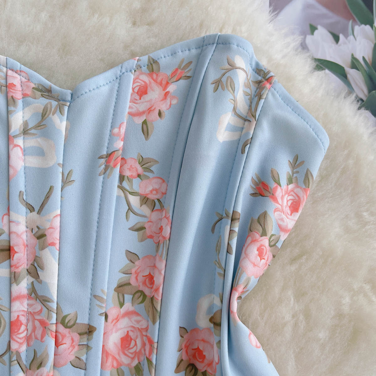 Backless Floral Fishtail Short Top