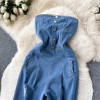Vintage Ripped Denim Jumpsuit
