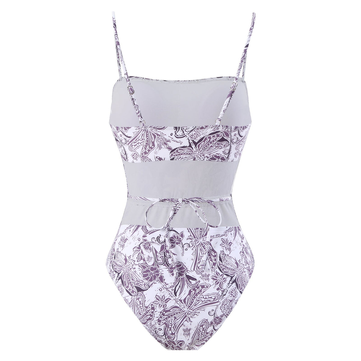 Floral Swimwear&Lace-up Apron Skirt