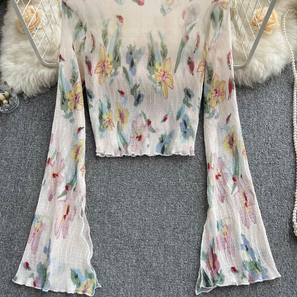 Chic Printed Floral Sun-protection Top