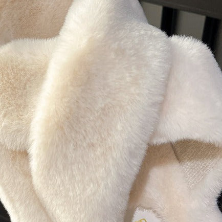 Non-slip Thick-sole Crossover Fuzzy Slippers