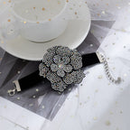 Full Rhinestone Flower Choker&Bracelet