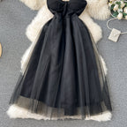 Elegant Black Mesh Slip Dress