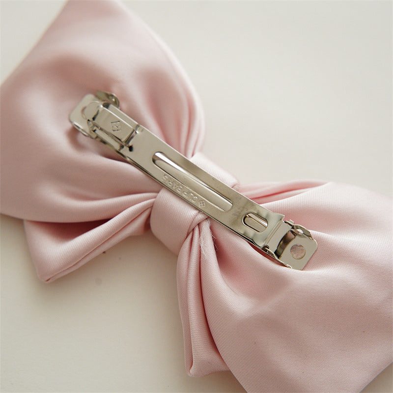 Satin Bow Ribbon Spring Hair Clip