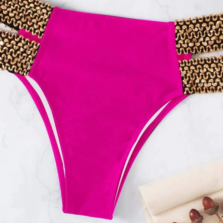 Sexy Glossy Hollowed Beaded Bikini