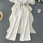 Mesh Patchwork Suit Collar Jumpsuit