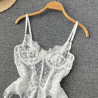 Chic White Lace Bustier Jumpsuit