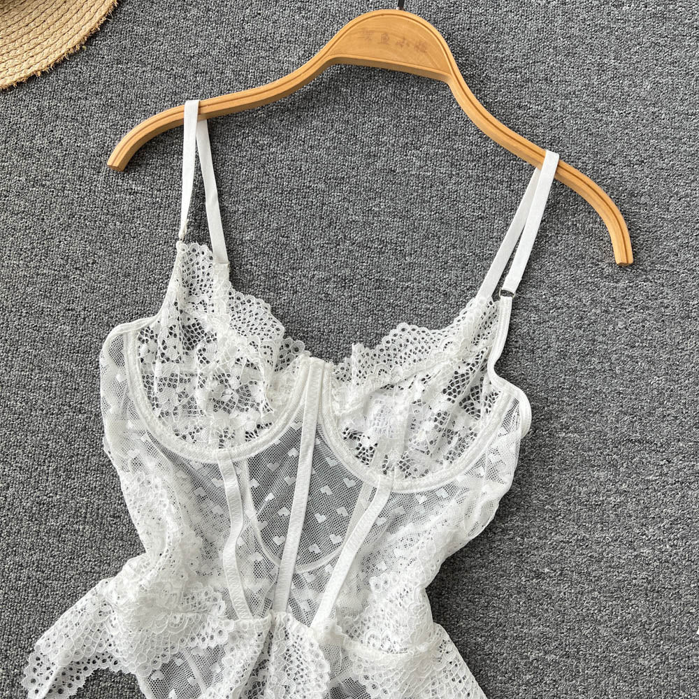 Chic White Lace Bustier Jumpsuit