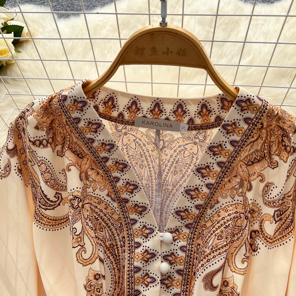 Courtly Printed Lace-up Dress