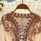Courtly Printed Lace-up Dress