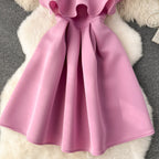Delicate Ruffled Short Pink Dress