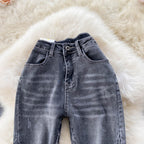 Patchwork Ruffle-trimmed Flared Jeans
