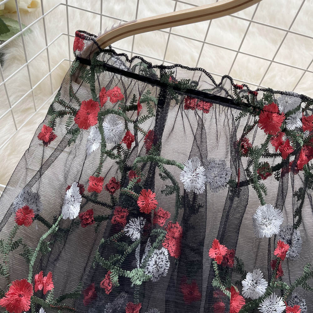 Vintage Off-shoulder Black Mesh Top