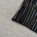 Crew Neck Rhinestone Studded Mesh Dress