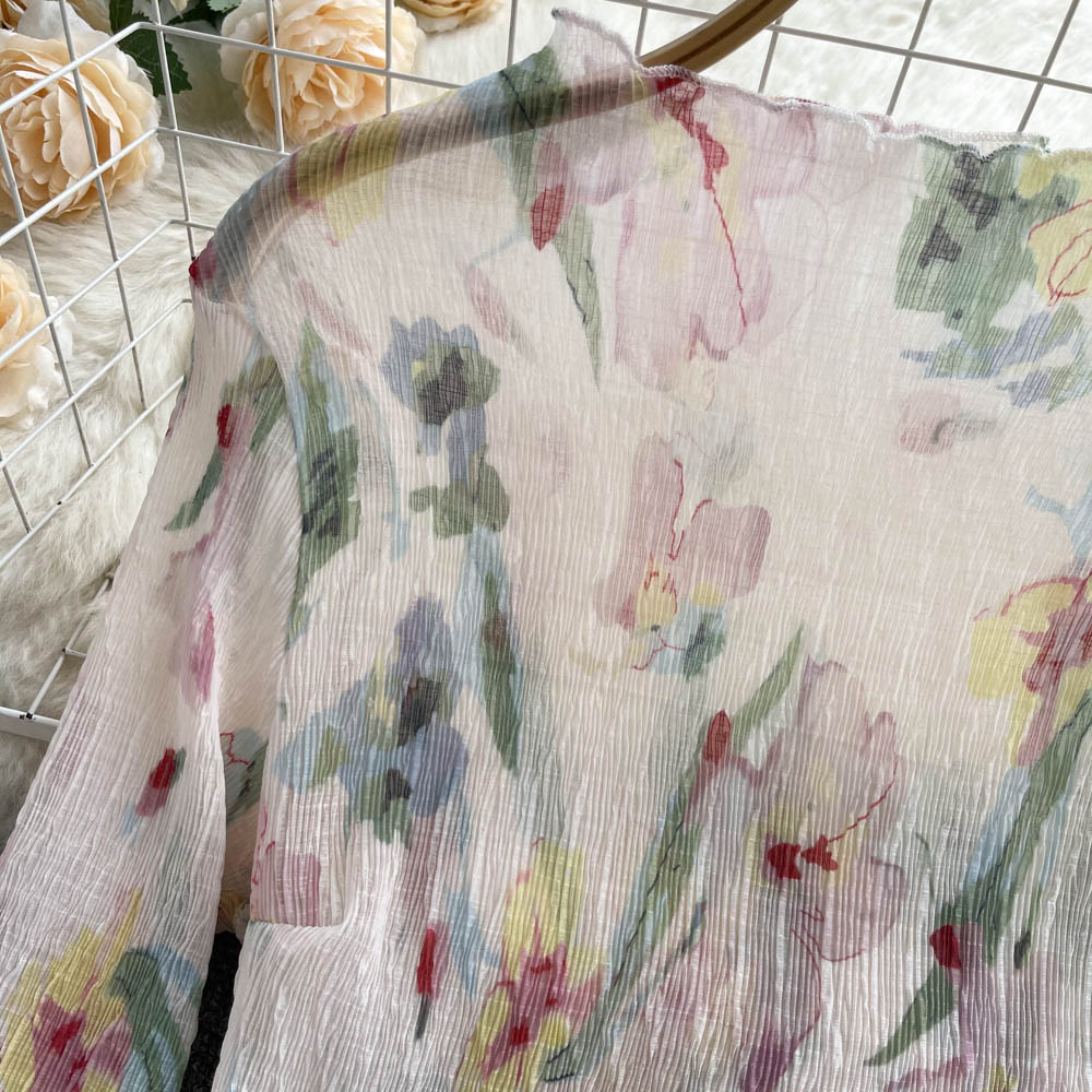 Chic Printed Floral Sun-protection Top