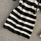 Color Blocking Striped Slant Zipped Top