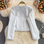French Vintage Round Neck Braided Tweed Jacket