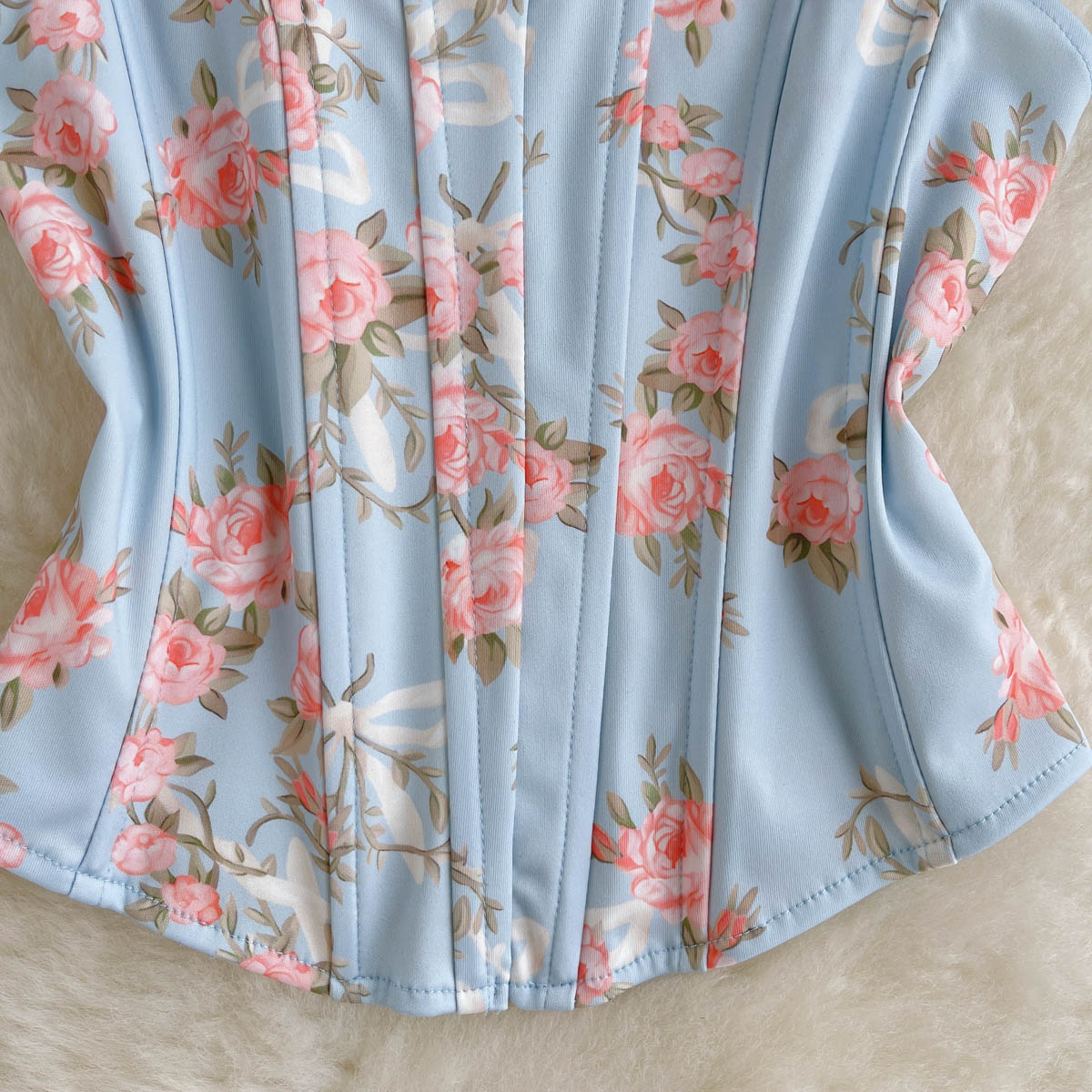 Backless Floral Fishtail Short Top