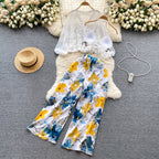 Camisole&UV Cardigan&Printed Trousers 3Pcs