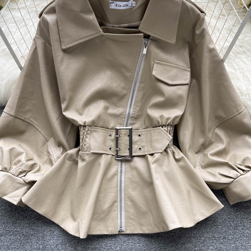 Niche Waist-slimming Leather Jacket