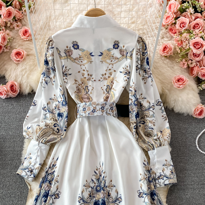 Printed Single-breasted Dress