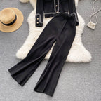 Cardigan&High-waisted Trousers Knitted 2Pcs