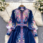 Courtly Flared Sleeve Floral Dress