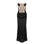 Ninamo Strapless Corset Two Piece Maxi Dress Black Nude